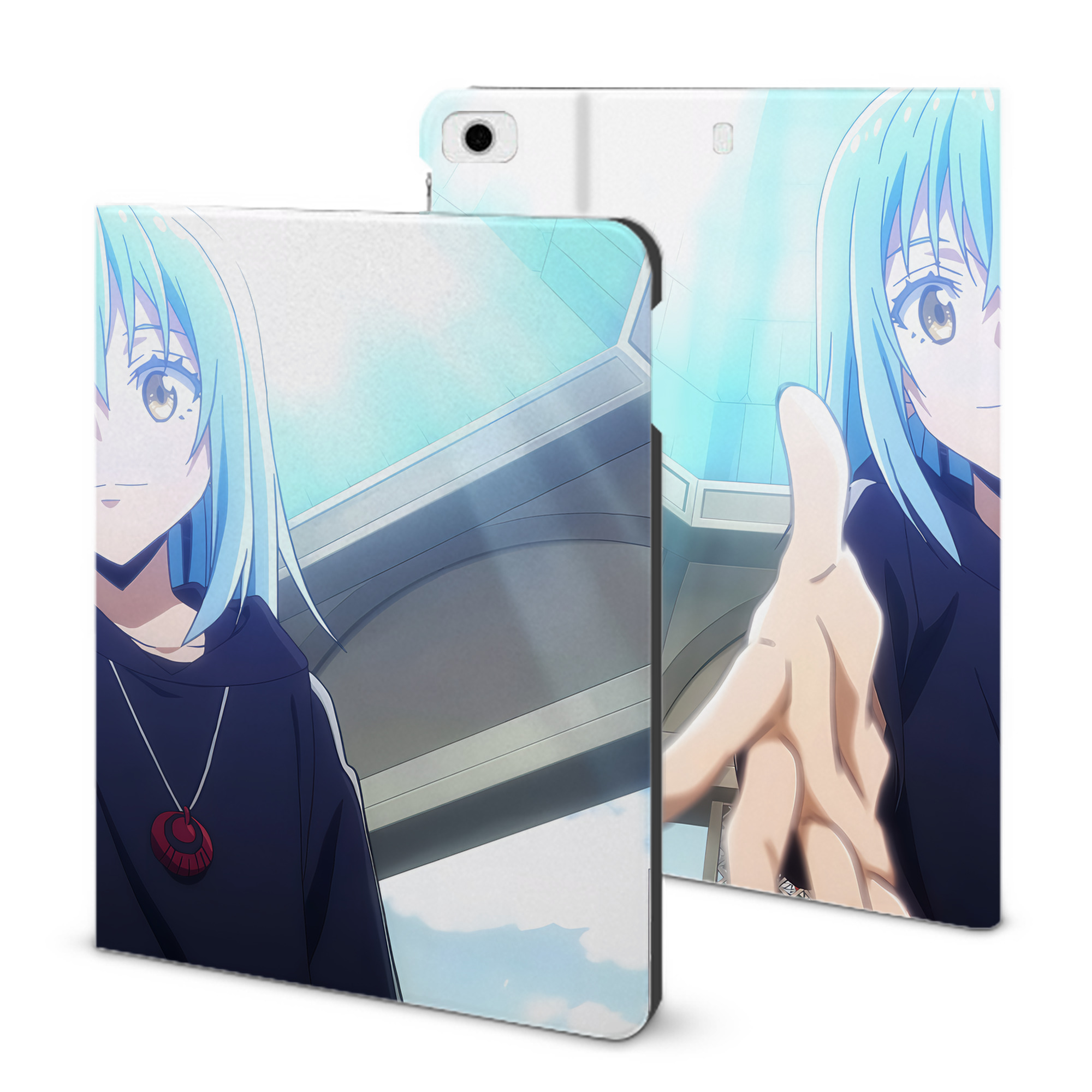 （画像用） 転スラ Regarding Reincarnated to Slime IPad ケース ブック型 PUレザー TPU 耐衝撃 軽量 薄型 ペン収納なし 全面保護 IPad 各モデル対応